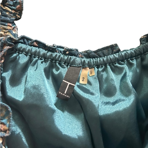 Tahari Empire Waist Sleeveless Dress Blue Print 100% Silk - Picture 2 of 5